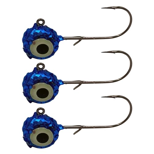 Glitter Fishing Jig Heads 1/4 oz (10 Pack), Wire Keeper, Glow Eyes, Makes for The Perfect Lure for Walleye and All Sorts of Species!