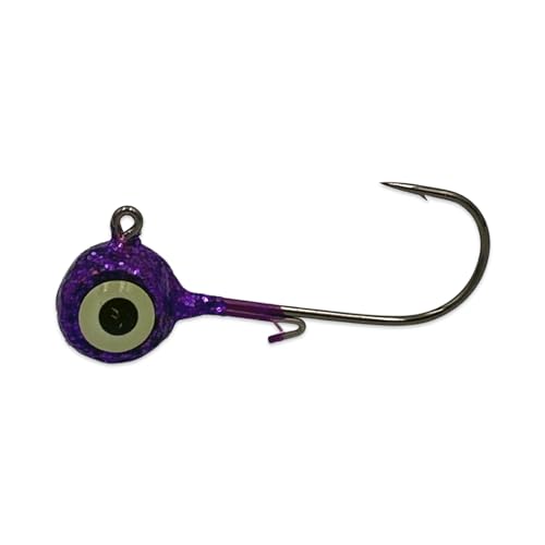Glitter Jig Heads with Wire Keeper and Glow Eyes - 1/2 oz (Pack of 50) (Purple)