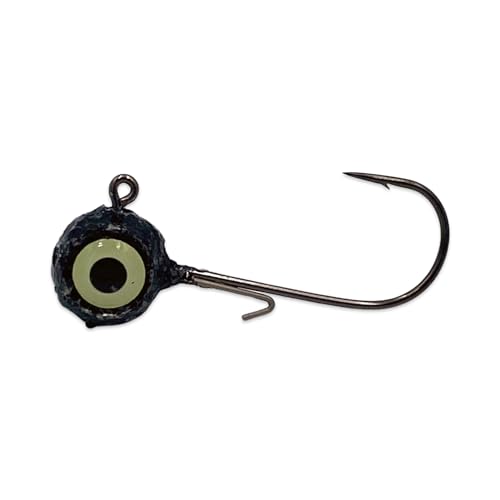 Glitter Jig Heads with Wire Keeper and Glow Eyes - 3/8 oz (Pack of 50) (Black)