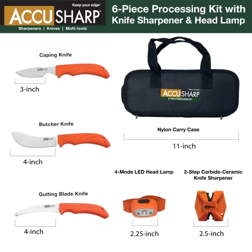 AccuSharp 6 Piece Processing Kit w/Sharpener & Headlamp