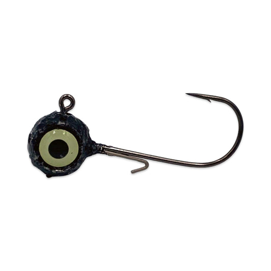 Glitter Jig Heads with Wire Keeper and Glow Eyes - 1/2 oz (Pack of 50) (Black)