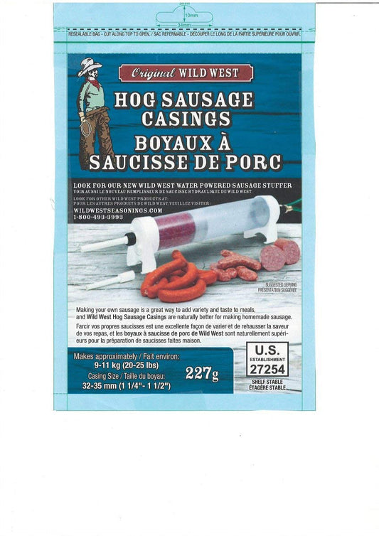 Original Wild West Hog Sausage Casings | Make Your Own Sausages | Makes Approx. 9-11 kg (20-25 lbs)