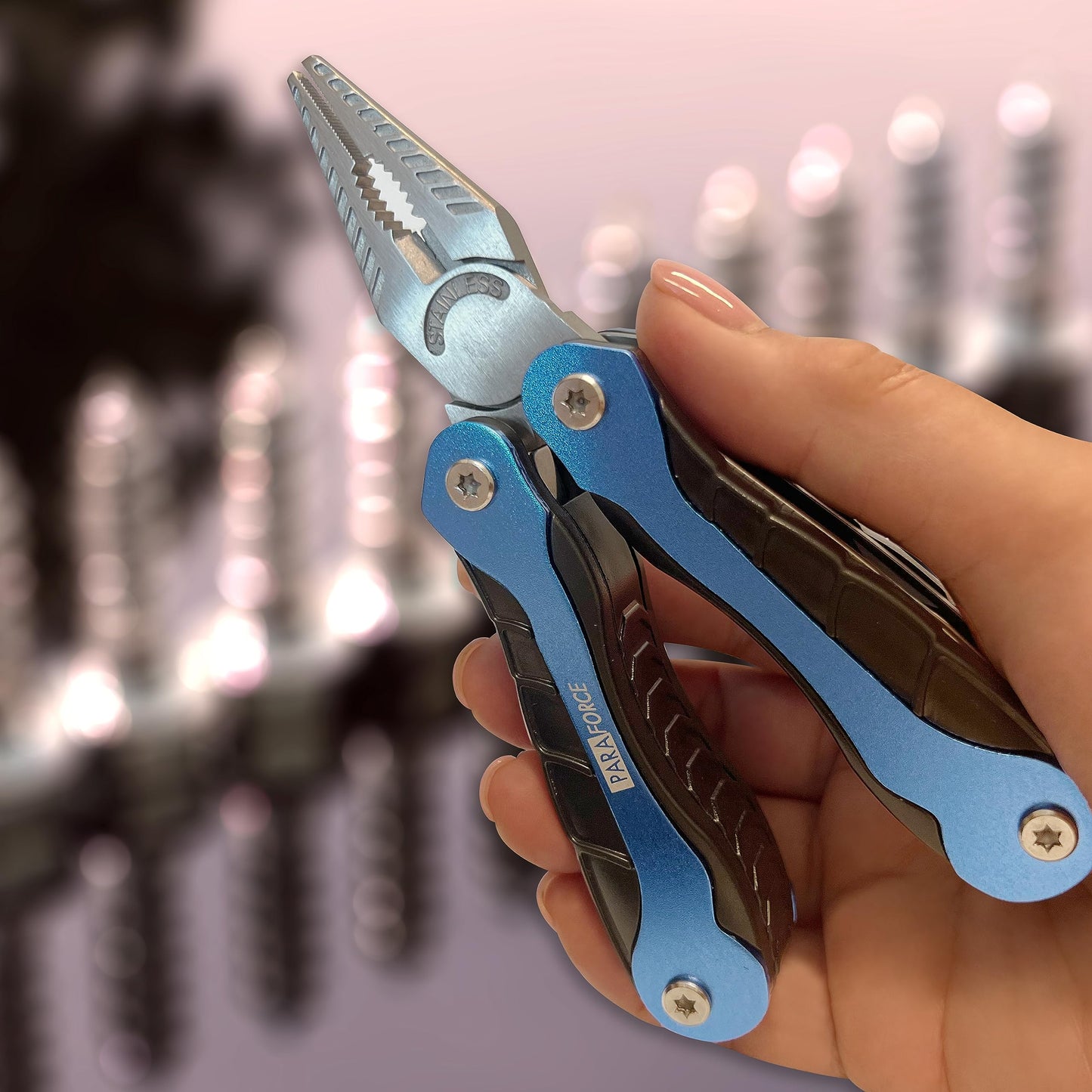 ParaForce 15 Function Multitool - 15-in-1 Outdoor Multitool with Pliers - Pocket Pliers for Fishing, Hunting & Camping - Foldable Pliers with Knife, Fish Scaler, Hook Remover & Wire Cutters